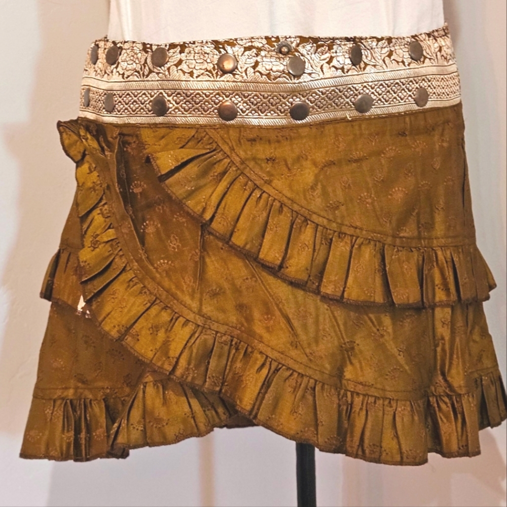 New Recycled Silk Sari Skirt Handmade in Rajasthan India